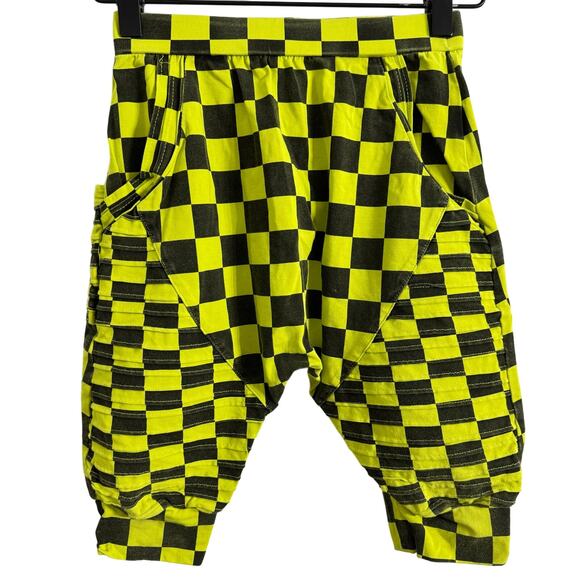 Posh Kiddos Other - Posh Kiddos Neon Yellow Checkered Harem Biker Shorts Size 9